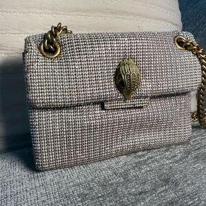 Kurt Geiger Gray Tweed Clutch with Gold Chain
